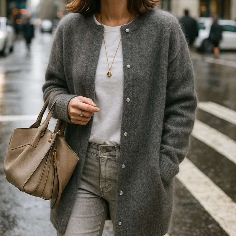 Cilla | Lange cardigan van zachte wol