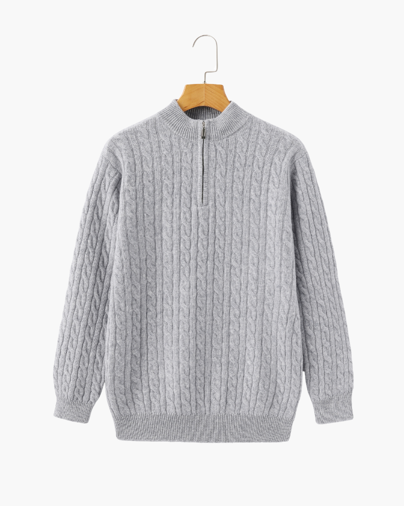100% Kasjmier Geweven Half-Zip Trui