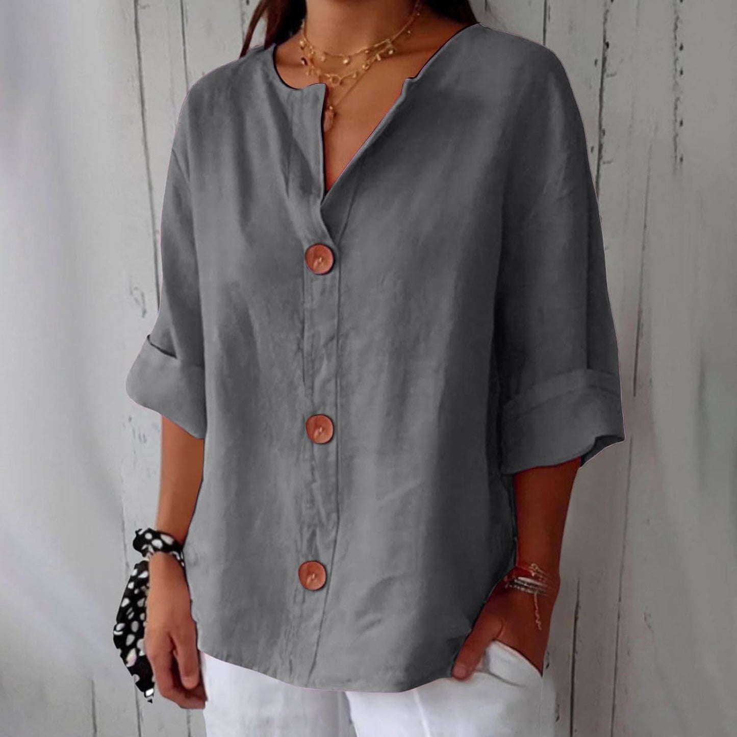 Adriana | Losvallende linnen blouse