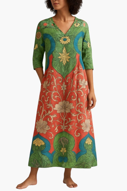 Mirthe | Maxi jurk met vintage bloemenprint